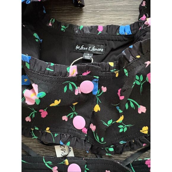 NWT For Love & Lemons Robin Black Floral Tank & Shorts Set Size Small - Picture 7 of 8